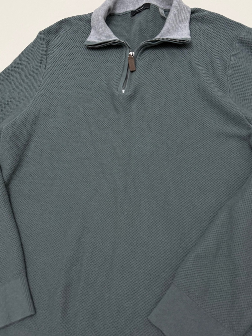 Men's Tahari Quarter-Zip Textured Knit Sweater - Slate Green